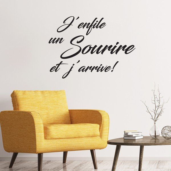 Autocolant negru Ambiance Quote Sourire Et J'arrive-image-1