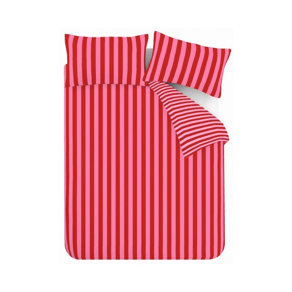 Lenjerie de pat roșie/roz pentru pat dublu cu 3 piese 200x200 cm Stripe Tease – Sassy B
