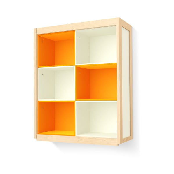  Bibliotecă de perete Timoore Simple, alb-portocaliu