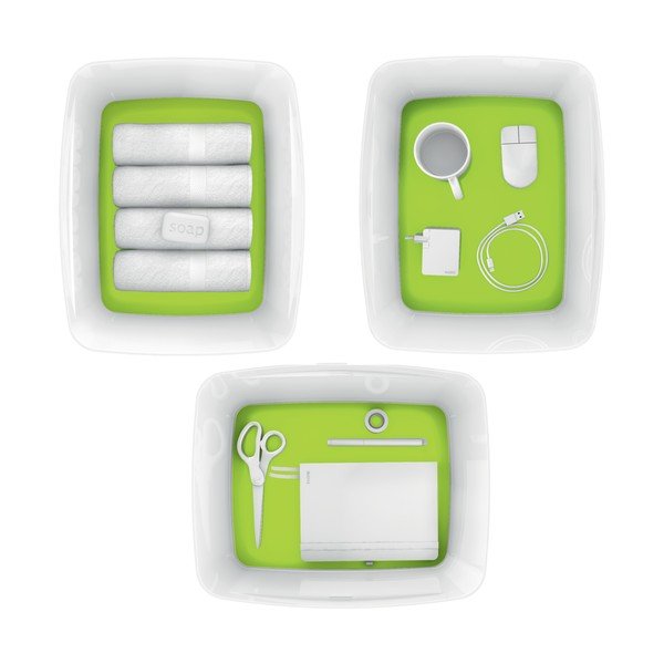 Cutie de depozitare din plastic alb-verde cu capac MyBox - Leitz-image-2