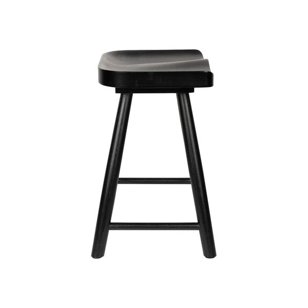 Scaun tip taburet negru din lemn de stejar Vander – White Label-image-4