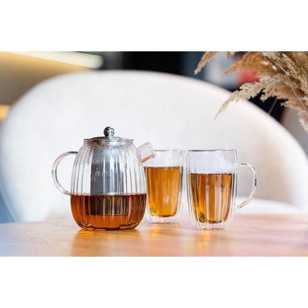 Ceainic argintiu mat cu filtru din sticlă 1 l Tulip – Vialli Design-image-3