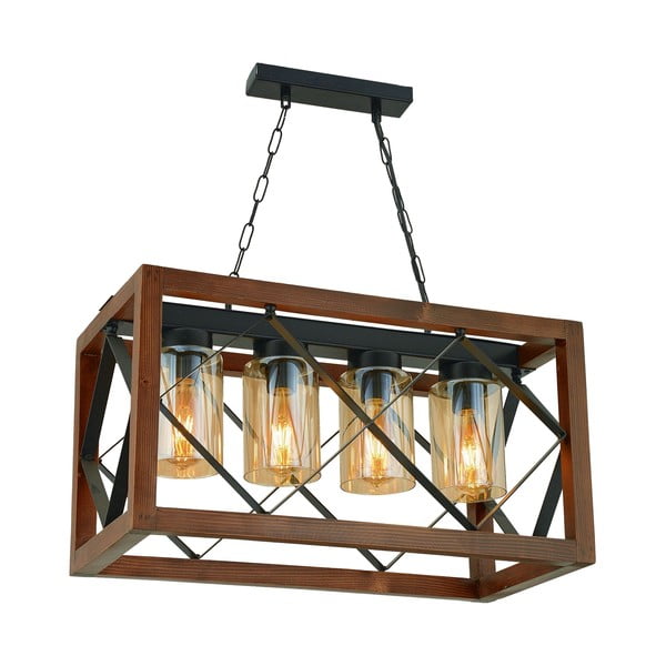 Lustră din lemn de carpen Zikzak Camlı 4lü