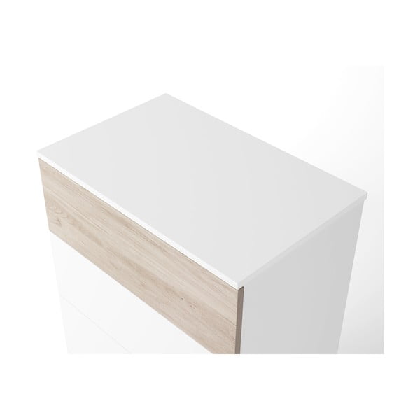 Comodă înaltă albă cu aspect de stejar 62x111 cm Sahara - Marckeric-image-4