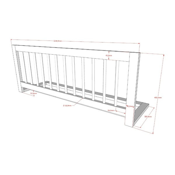 Barieră pentru pat în culoare naturală – Vipack-image-2