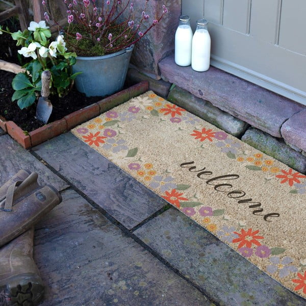Covoraș de intrare din fibre de nucă de cocos 40x120 cm Welcome Floral – Artsy Doormats-image-2