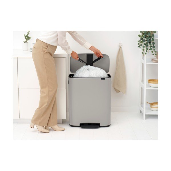 Coș de gunoi gri deschis cu pedală din oțel 60 l Bo – Brabantia-image-3