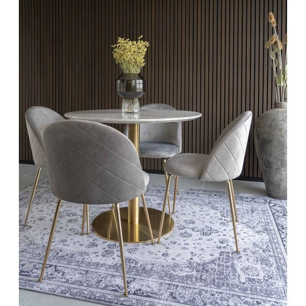 Masă de dining rotundă cu blat cu aspect de marmură ø 90 cm Bolzano – House Nordic-image-1