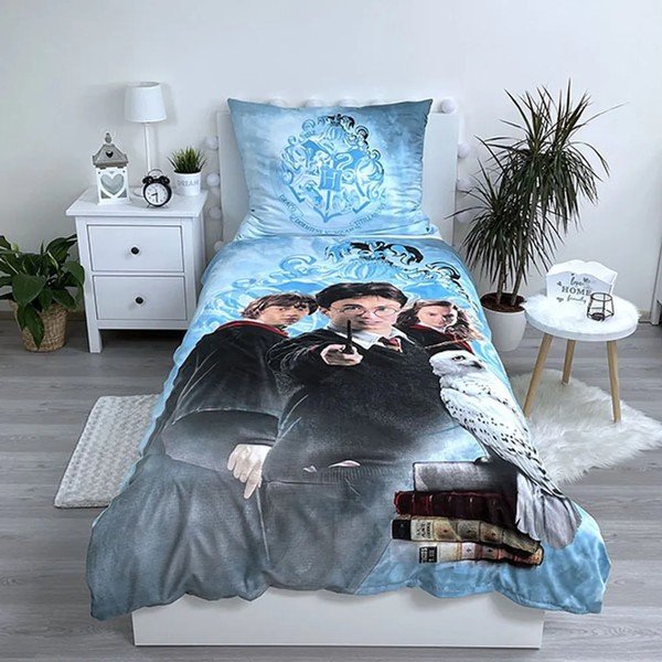 Lenjerie de pat pentru copii din microfibră pentru pat de o persoană 140x200 cm Harry Potter – Jerry Fabrics-image-1