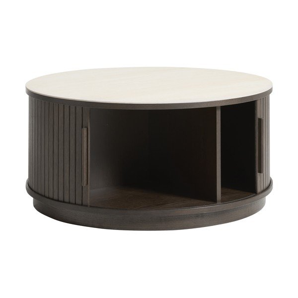 Măsuță de cafea în culoare naturală închisă rotundă cu blat ceramic ø 85 cm Enna – Unique Furniture