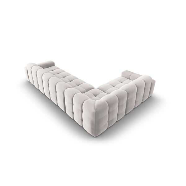 Colțar gri deschis cu tapițerie din catifea (pe partea stângă) Kendal – Micadoni Home-image-4