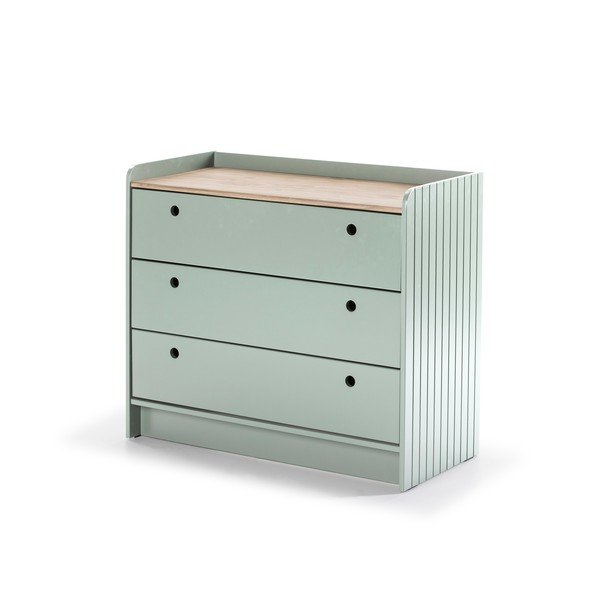 Comodă cu 3 sertare Marckeric Monte, verde-image-3