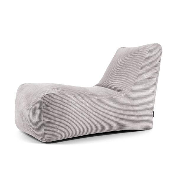 Fotoliu bean bag gri deschis cu tapițerie din catifea reiată Lounge – SLOWDOWN