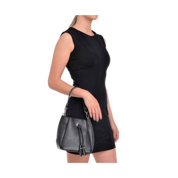 Geantă bucket din piele Luisa Vannini, 20 x 26 cm, negru-image-4