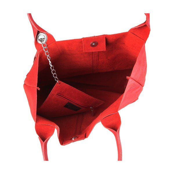Geantă din piele Chicca Borse Tote Moe, roșu-image-3