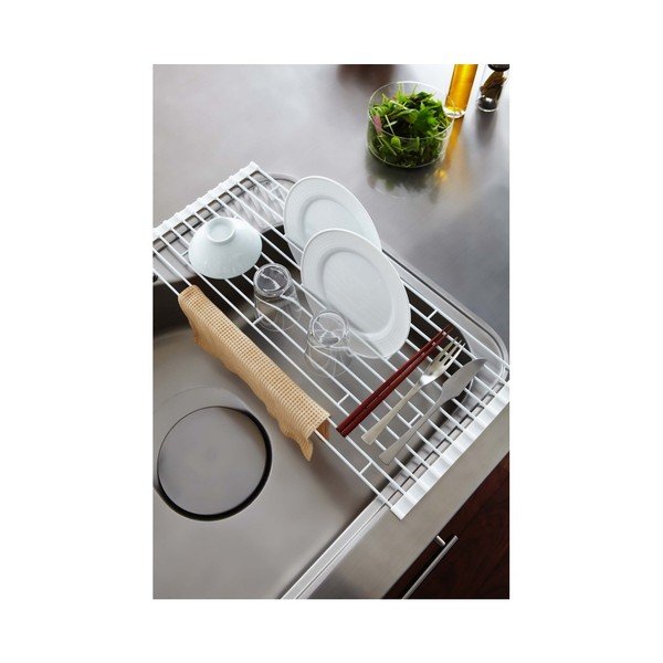 Suport pliabil pentru scurs vase Yamazaki Tower, lungime 58 cm, alb-image-4