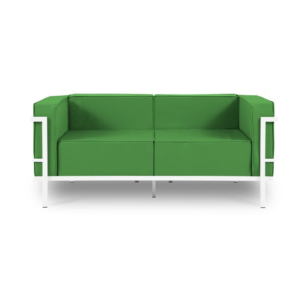 Canapea cu două locuri, adecvată pentru exterior Calme Jardin Cannes, verde - alb