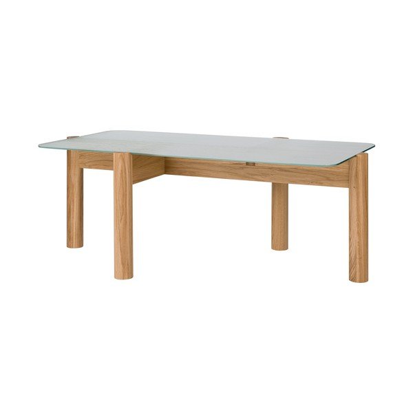 Măsuță de cafea în culoare naturală cu blat din sticlă 55x105 cm Kob – noo.ma