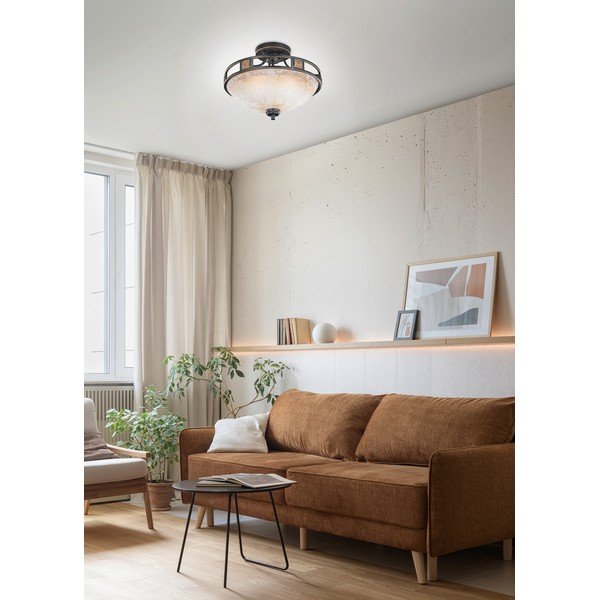 Plafonieră neagră cu abajur din sticlă ø 42 cm Quinta – Trio-image-2