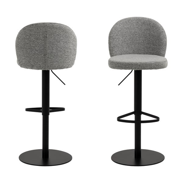 Scaun de bar negru/gri cu înălțime ajustabilă (înălțime șezut 55 cm) Patricia – Actona-image-3