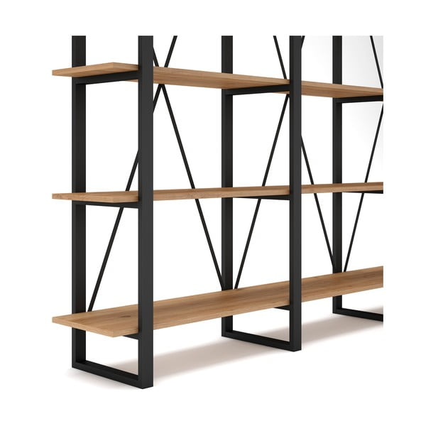 Bibliotecă  negru/natural  cu aspect de lemn de stejar 218x180 cm Aviva – Marckeric-image-4
