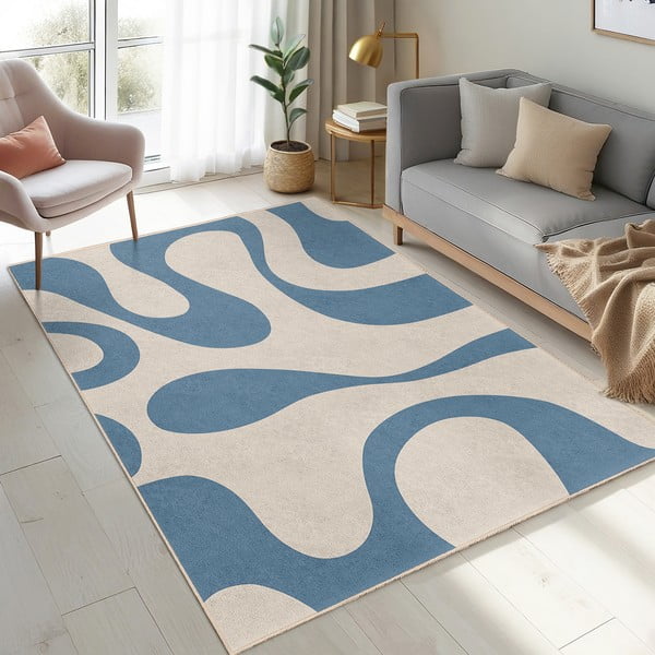 Covor albastru lavabil 80x150 cm Blue Latte – Mila Home-image-2