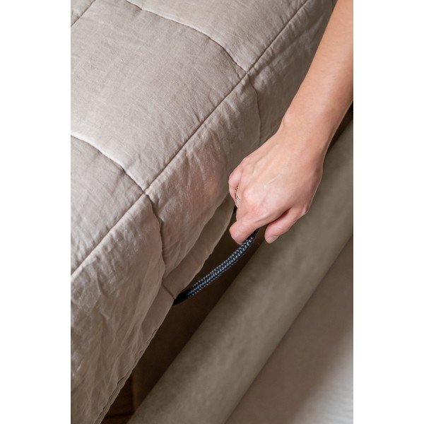 Pat bej tapițat cu spațiu de depozitare și somieră 90x200 cm Dreamy Aurora – Miuform-image-3