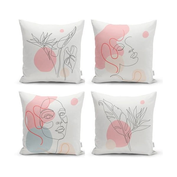 Set 4 fețe de pernă decorative Minimalist Cushion Covers Minimalist Woman, 45 x 45 cm
