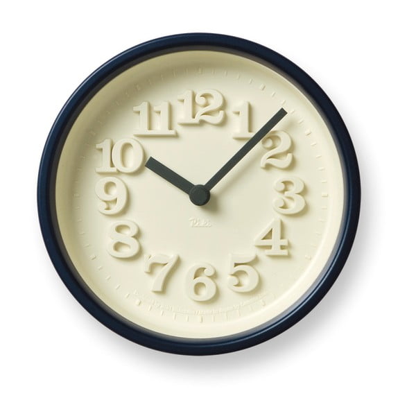 Ceas de perete Lemnos Clock Chiisana, ⌀ 12,2 cm, ramă albastru închis 