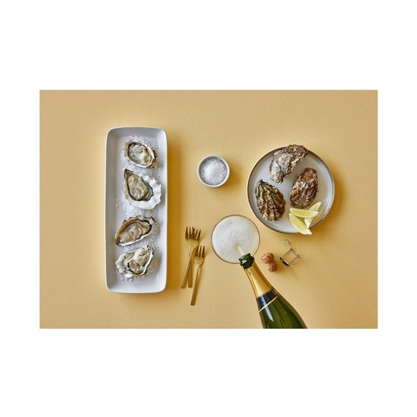 Tavă servire din gresie ceramică Bitz, 38 x 14 cm, alb - crem-image-4