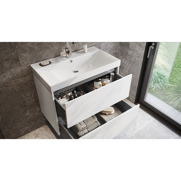 Dulap sub chiuvetă alb suspendat cu aspect mat 81x65 cm Bodera – Germania-image-1