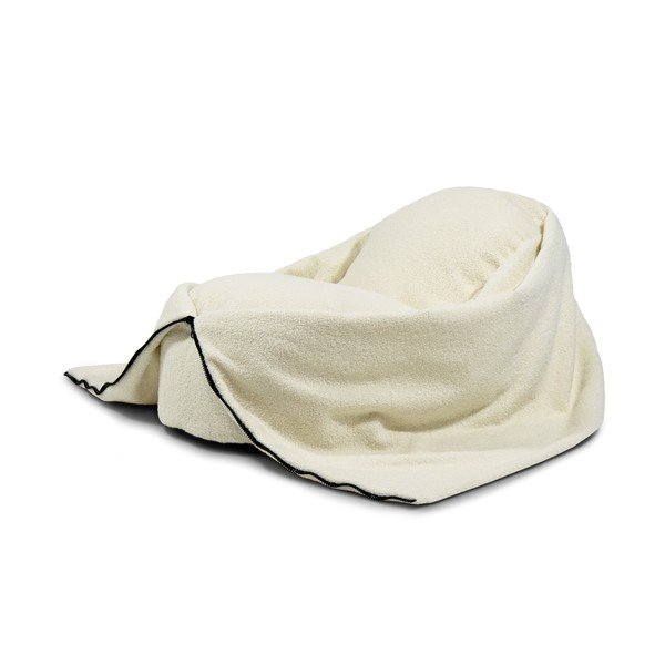 Fotoliu puf pentru copii crem cu tapițerie din țesătură bouclé Cocoon 80 – SLOWDOWN