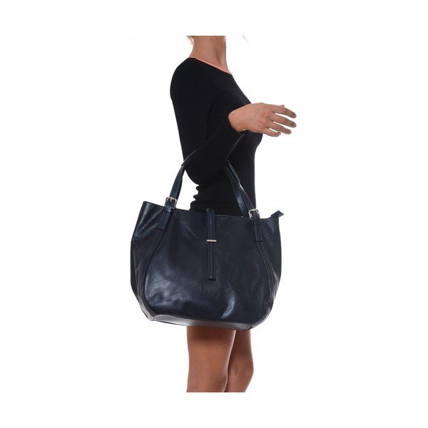 Geantă din piele Isabella Rhea Eva, albastră-image-2