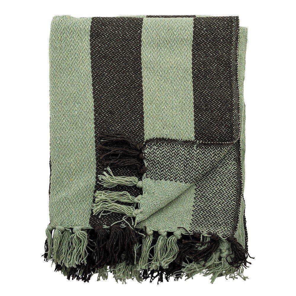 Pătură verde din bumbac reciclat 130x160 cm Frello – Bloomingville