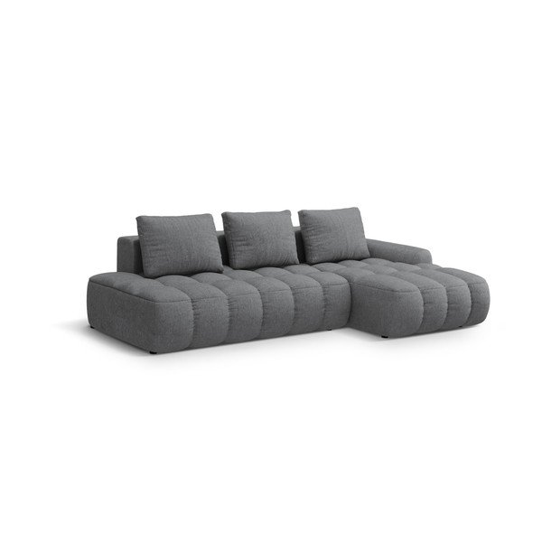 Colțar gri extensibil/cu spațiu de depozitare (cu colț pe partea dreaptă/cu șezlong) Linz – Cosmopolitan Design-image-2