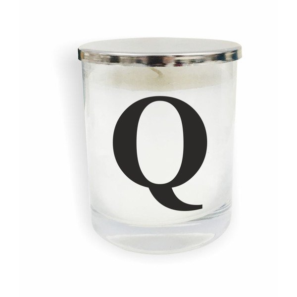 Lumânare North Carolina Scandinavian Home Decors Monogram Glass Candle Q, alb - negru
