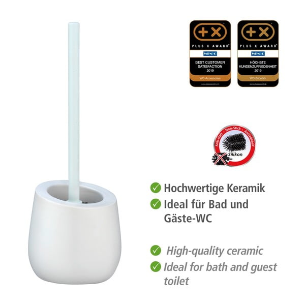 Perie cu suport din ceramică pentru toaletă Wenko Badi, alb-image-4