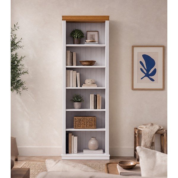 Bibliotecă albă din lemn de pin 74x223x37 cm Anita – Støraa-image-3