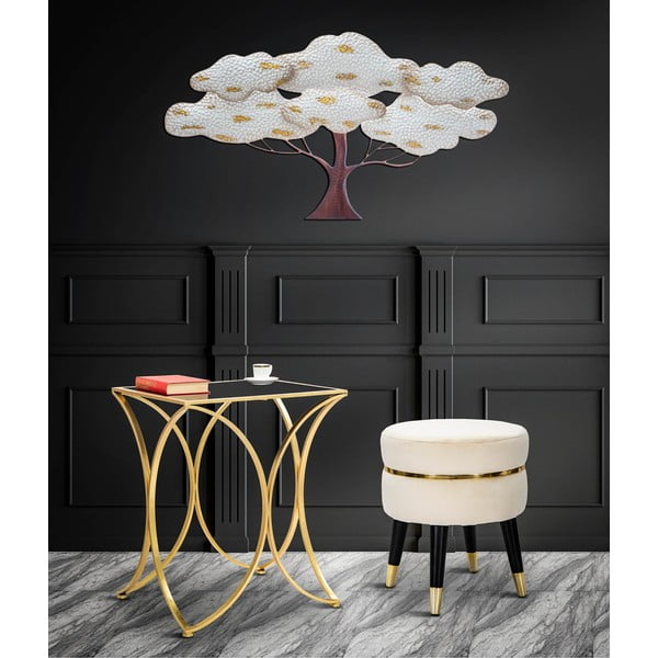 Taburet crem cu tapițerie din catifea Paris – Mauro Ferretti-image-1