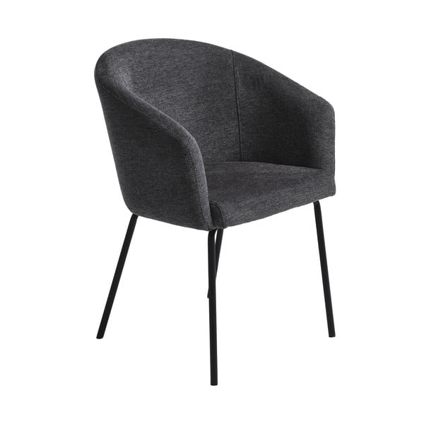 Scaun de sufragerie gri închis cu cotiere tapițat Easton – Unique Furniture