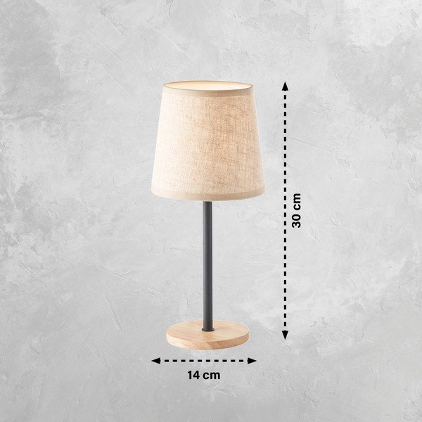 Veioză neagră/în culoare naturală cu abajur textil (înălțime 30 cm) Eve – Fischer & Honsel-image-1