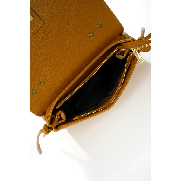 Geantă din piele Federica Bassi Anna, portocaliu-image-1