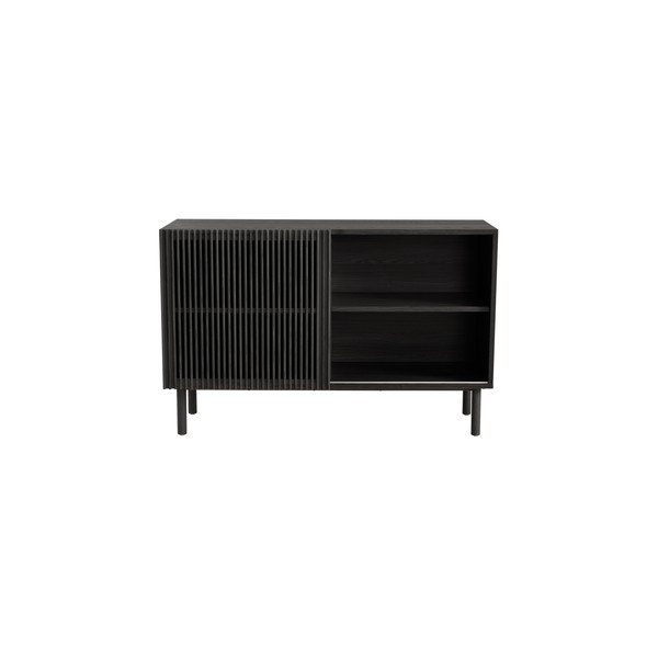 Dulap negru cu aspect de lemn de frasin cu ușă glisantă 124x80x45 cm Sion – Jotex-image-4