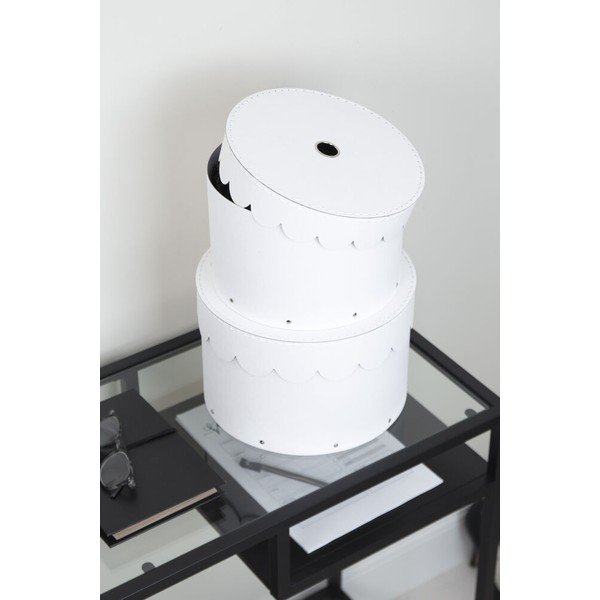 Cutii de depozitare albe 2 buc. din carton cu capac ø 26x17,5 cm Wilma Paper Laminate – Bigso-image-1