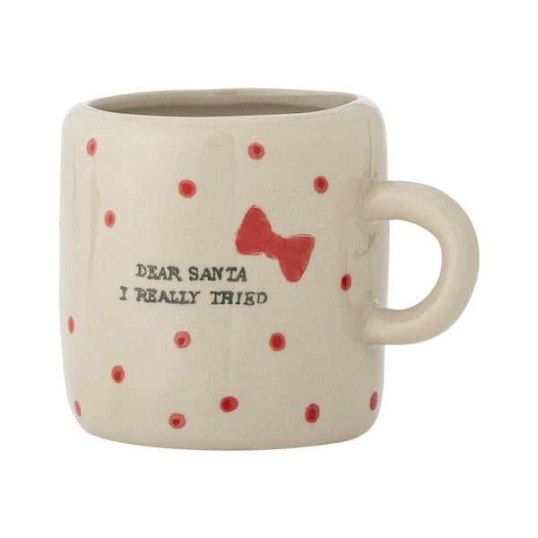 Cană bej din gresie 250 ml  cu model de Crăciun Christy – Bloomingville
