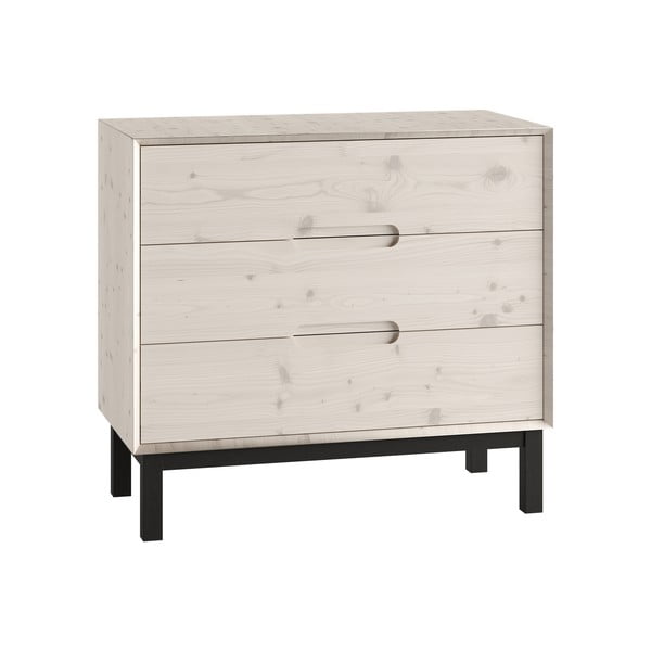 Comodă de copii albă joasă din lemn de pin 100x91 cm Country – Pinio-image-2