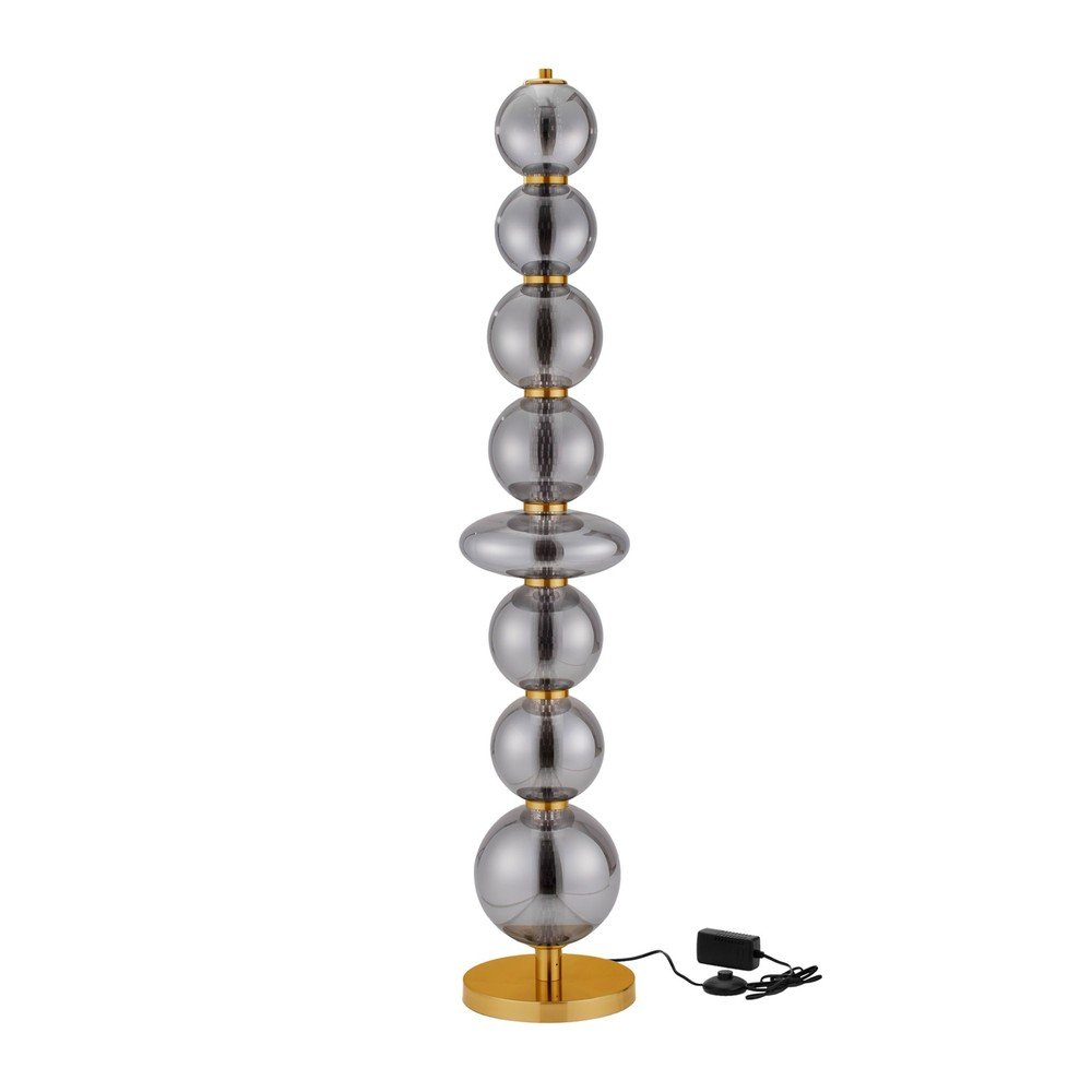 Lampadar gri LED cu intensitate reglabilă din metal cu abajur din sticlă (înălțime 140 cm) Navi – Nova Luce