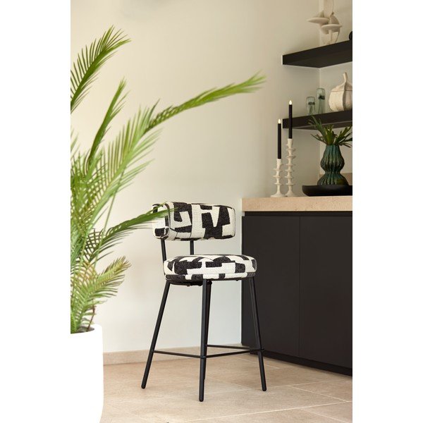 Scaun de bar negru/crem tapițat Harvie – Light & Living-image-1