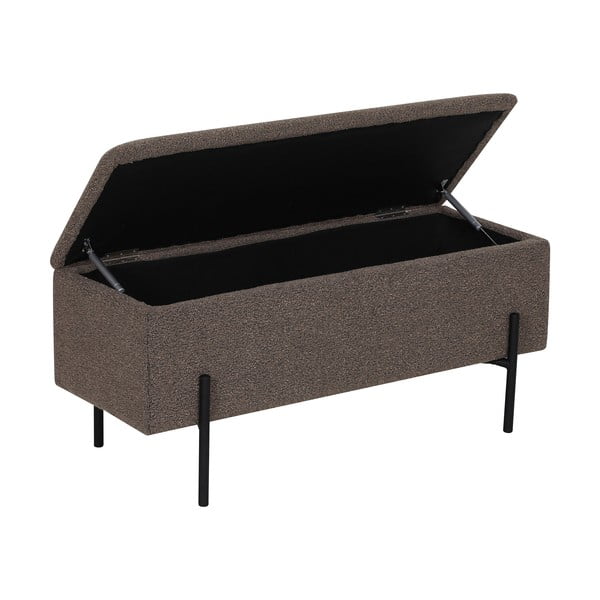 Bancă maro cu tapițerie din țesătură bouclé Watford – House Nordic-image-4