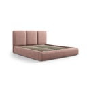 Pat matrimonial roz deschis tapițat cu spațiu de depozitare și somieră 140x200 cm Brody – Mazzini Beds